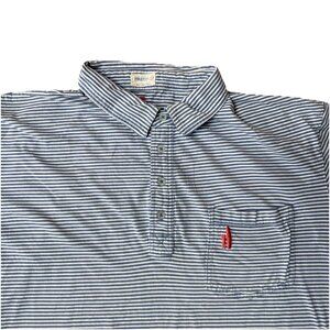 Johnnie O Polo Shirt Mens XL Blue Striped Short Sleeve Chest Logo